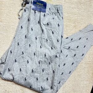 Polo Ralph Lauren Mens Jogger Pajama Pants Size XL Gray Pony Print Sleepwear